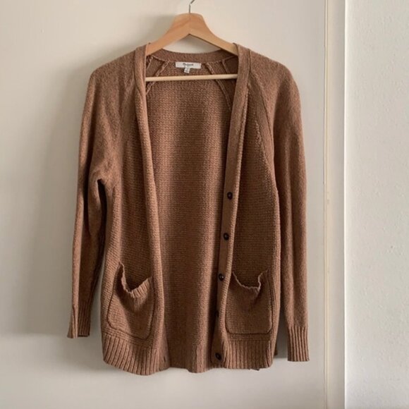 Madewell Textured Brown Cardigan with Front Pockets - Picture 1 of 3